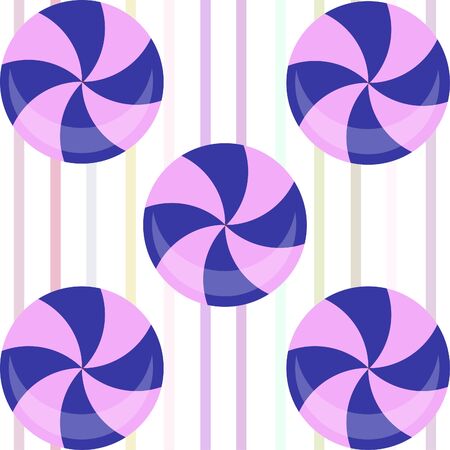 Colorful lollipops on pastel background in flat style design. Vector background cute candy.のイラスト素材