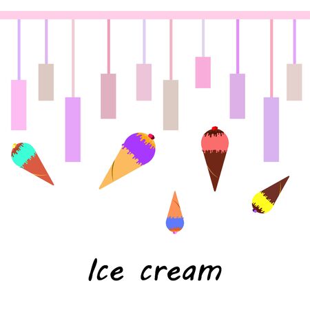 Collection of summer cold dessert. Ice cream. Vector background. Food holiday background.のイラスト素材