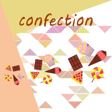 Collection of summer cold dessert. Ice cream. Vector background. Food holiday background.のイラスト素材