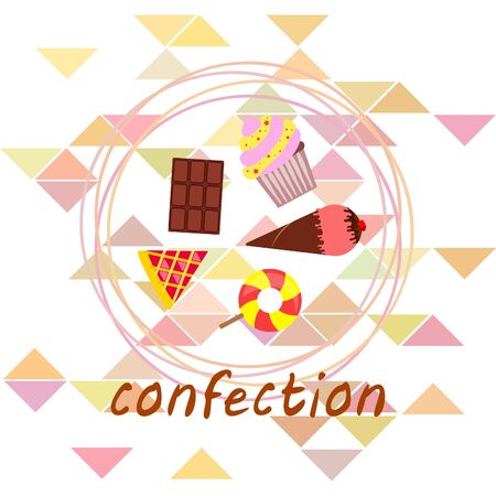 Collection of summer cold dessert. Ice cream. Vector background. Food holiday background.のイラスト素材