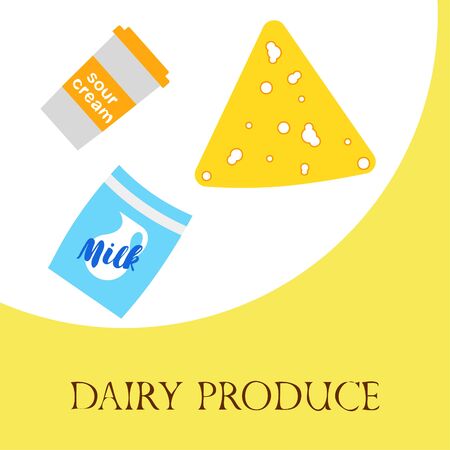 Vector illustration of a set of labels for milk and dairy.のイラスト素材
