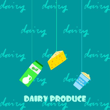 Vector illustration of a set of labels for milk and dairy.のイラスト素材