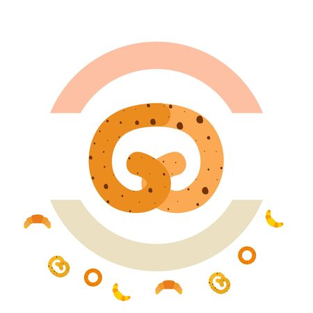 Bakery bread and pastries, bagel and croissant. Vector illustration.のイラスト素材