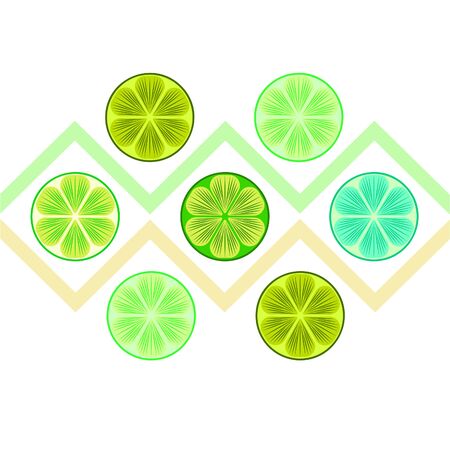Green half and slice lime. Vector illustration, background.のイラスト素材