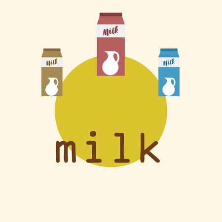Vector illustration of a set of labels for milk and dairy.のイラスト素材