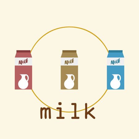 Vector illustration of a set of labels for milk and dairy.のイラスト素材