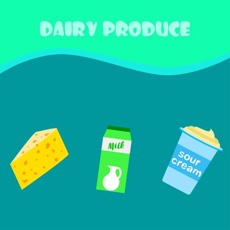 Vector illustration of a set of labels for milk and dairy.のイラスト素材