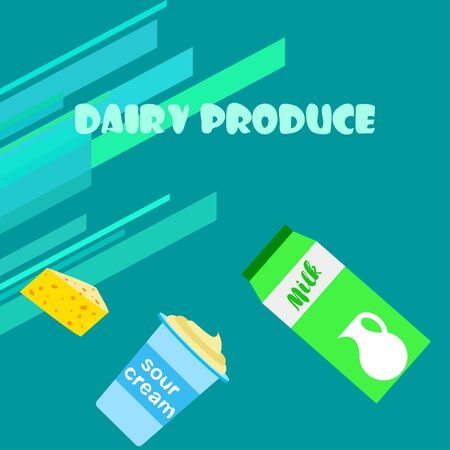 Vector illustration of a set of labels for milk and dairy.のイラスト素材