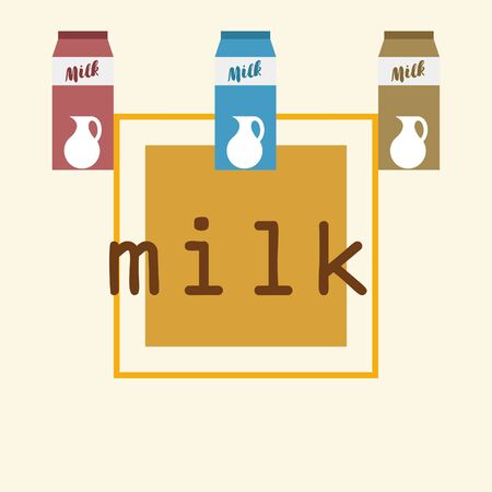 Vector illustration of a set of labels for milk and dairy.のイラスト素材