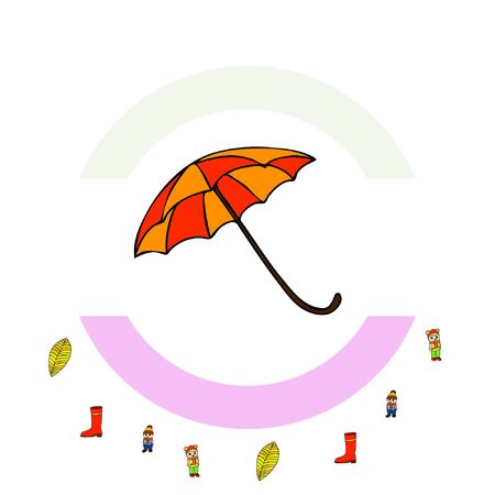 kids,boys and girls on a autumn background, illustration, vectorのイラスト素材