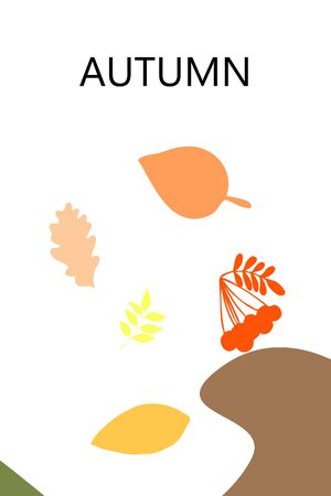 Vector background with red, orange, brown and yellow falling autumn leaves.のイラスト素材