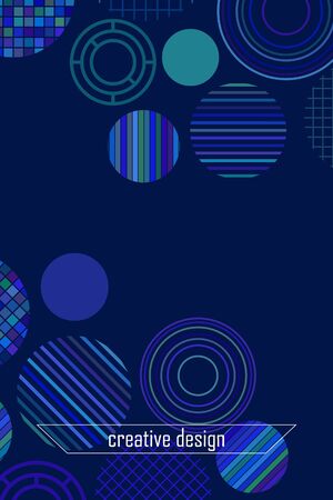 Seamless vector geometric background with place for text. Abstract creative concept for flyer invitation greeting card poster design. Circle multicolor overlapping pattern.のイラスト素材