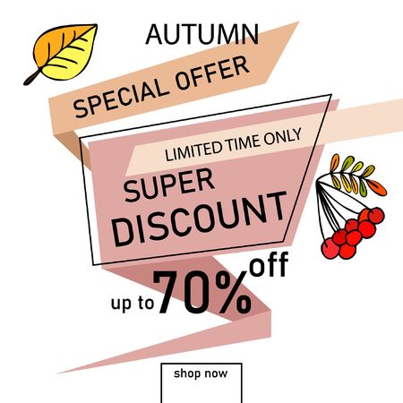 Autumn Big sale vector background with leaves. Vector illustration Eps10.のイラスト素材