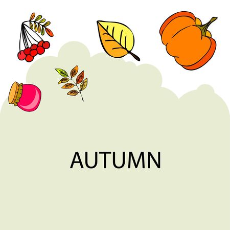 Colorful vector hand drawn doodle cartoon set of Autumn theme items, objects and symbolsのイラスト素材