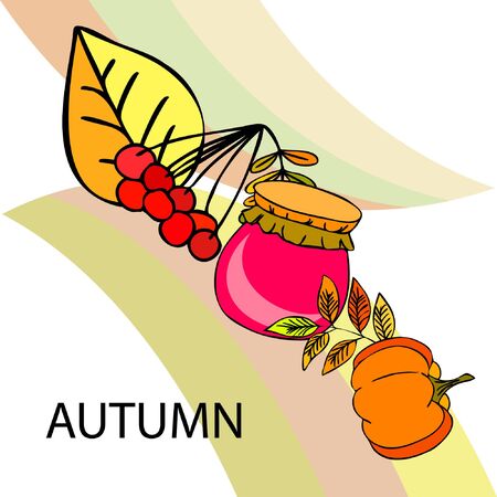 Colorful vector hand drawn doodle cartoon set of Autumn theme items, objects and symbolsのイラスト素材