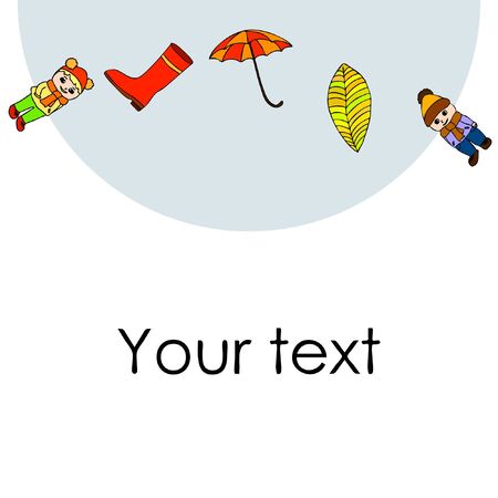 kids,boys and girls on a autumn background, illustration, vectorのイラスト素材