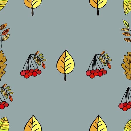 Vector background with red, orange, brown and yellow falling autumn leaves.のイラスト素材