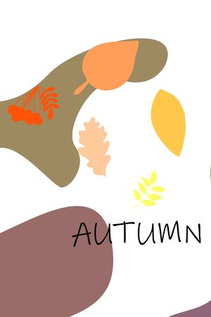Vector background with red, orange, brown and yellow falling autumn leaves.のイラスト素材