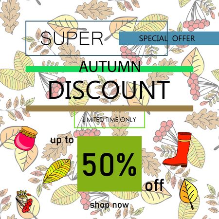 Autumn sale banner template design, Special offer. Ad concept. Vector illustration.のイラスト素材
