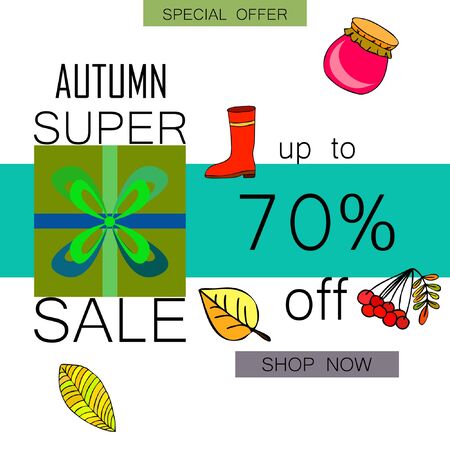 Autumn sale banner template design, Special offer. Ad concept. Vector illustrationのイラスト素材