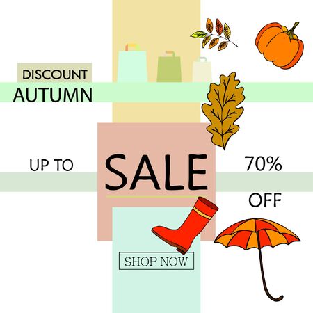 Autumn sale banner template design, Special offer. Ad concept. Vector illustrationのイラスト素材