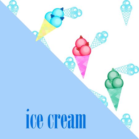 Sweet cartoon ice cream. Vector colorful ice creamsのイラスト素材