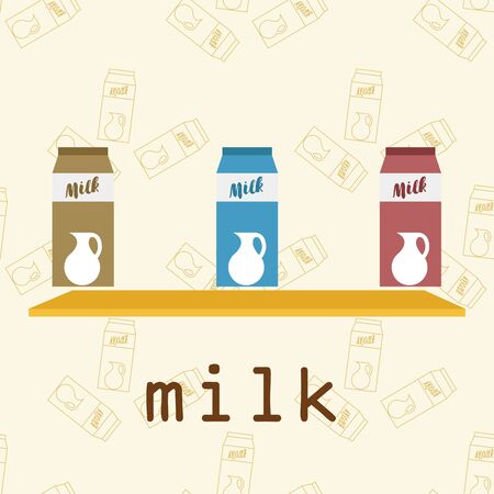 Vector illustration of a set of labels for milk and dairy.のイラスト素材