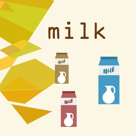 Vector illustration of a set of labels for milk and dairy.のイラスト素材