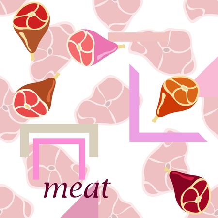 Whole foot fresh meat. Image for farm shop concept. Vector background.のイラスト素材