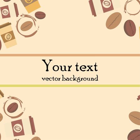 Coffee cup, coffee grains, spilled coffee. Breakfast concept. Drinks menu for restaurant, vector background.のイラスト素材