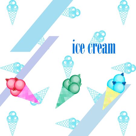Sweet cartoon ice cream. Vector colorful ice creams.のイラスト素材