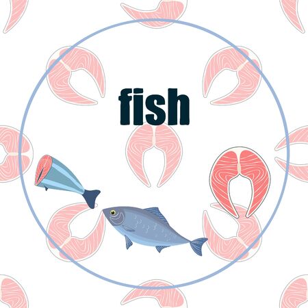 Fish seafood. Vector seafood. Food and restaurant design.のイラスト素材