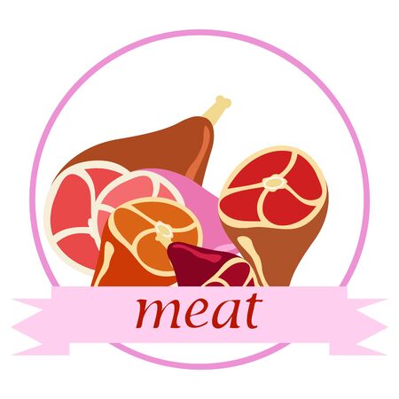 Whole foot fresh meat. Image for farm shop concept. Vector background.のイラスト素材