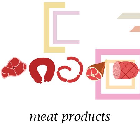 Whole foot, fresh meat. Image for farm shop concept. Vector background.のイラスト素材
