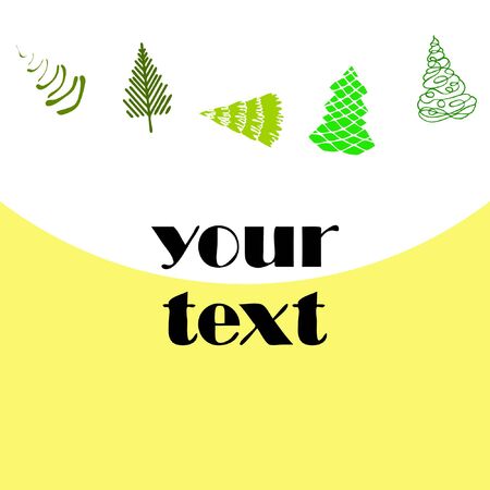 Merry christmas and happy new year tree, holiday decoration card design.のイラスト素材