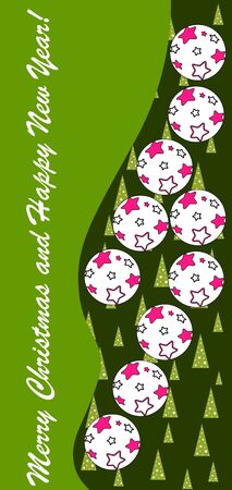 New Year design with stylized christmas ball and christmas tree. Vector illustration.のイラスト素材