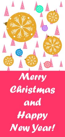 New Year greeting card design with stylized christmas ball and christmas tree. Vector illustration.のイラスト素材