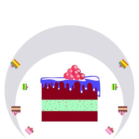 Colorful sweet cakes slices pieces vector illustration.