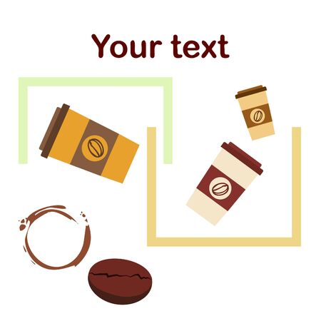 Coffee cup, coffee grains, breakfast concept. Drinks menu for restaurant, vector background.のイラスト素材