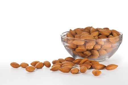 Almond in a transparent glass bowl.の写真素材