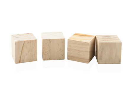 Wooden Building Blocks isolated against white backgroundの写真素材