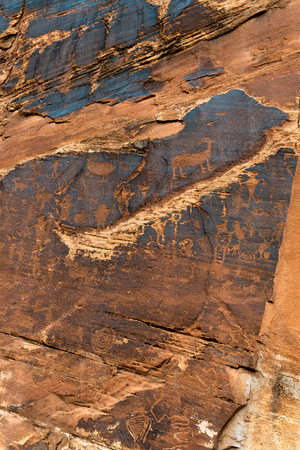 Petroglyph panel at the Utah Highway 279 Rock Art Siteの写真素材