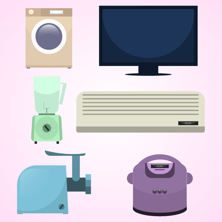Home electronic appliances concept in flat designのイラスト素材