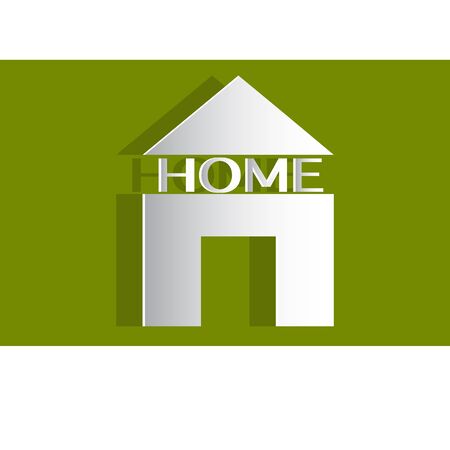 Real estate icon with paper effect isolated object on green backgroundのイラスト素材