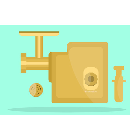 Vector meat grinder, flat design isolated objects, kitchen electronic deviceのイラスト素材