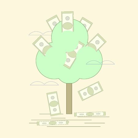 Tree with money. Flat design illustration. Tree of money.のイラスト素材