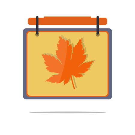 Autumn icon. Calendar with maple leaf.のイラスト素材