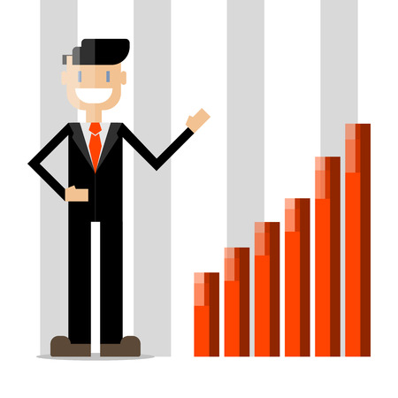 Flat design businessman character. Vector person in suit and tie.のイラスト素材