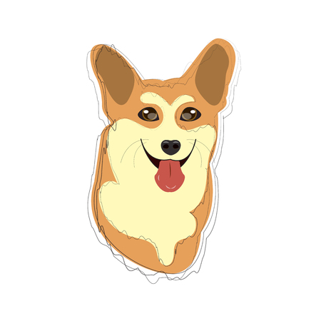 Illustration of corgi dog breed. Smiling face of corgi.のイラスト素材