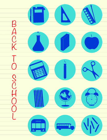 Flat design school supplies iconsのイラスト素材